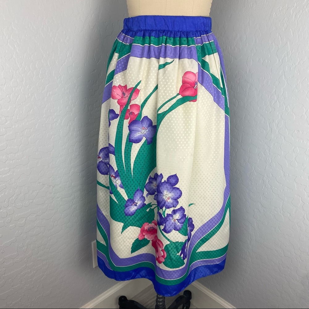 Vintage 80’s/90’s Blue, Pink, & Purple Floral Skirt